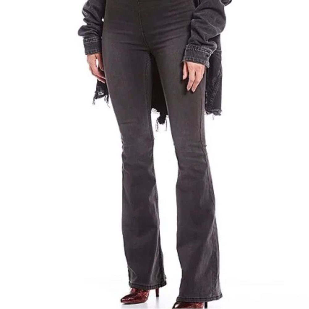 Flared Leg Mid Rise Pull-On Stretch Jeans Free people